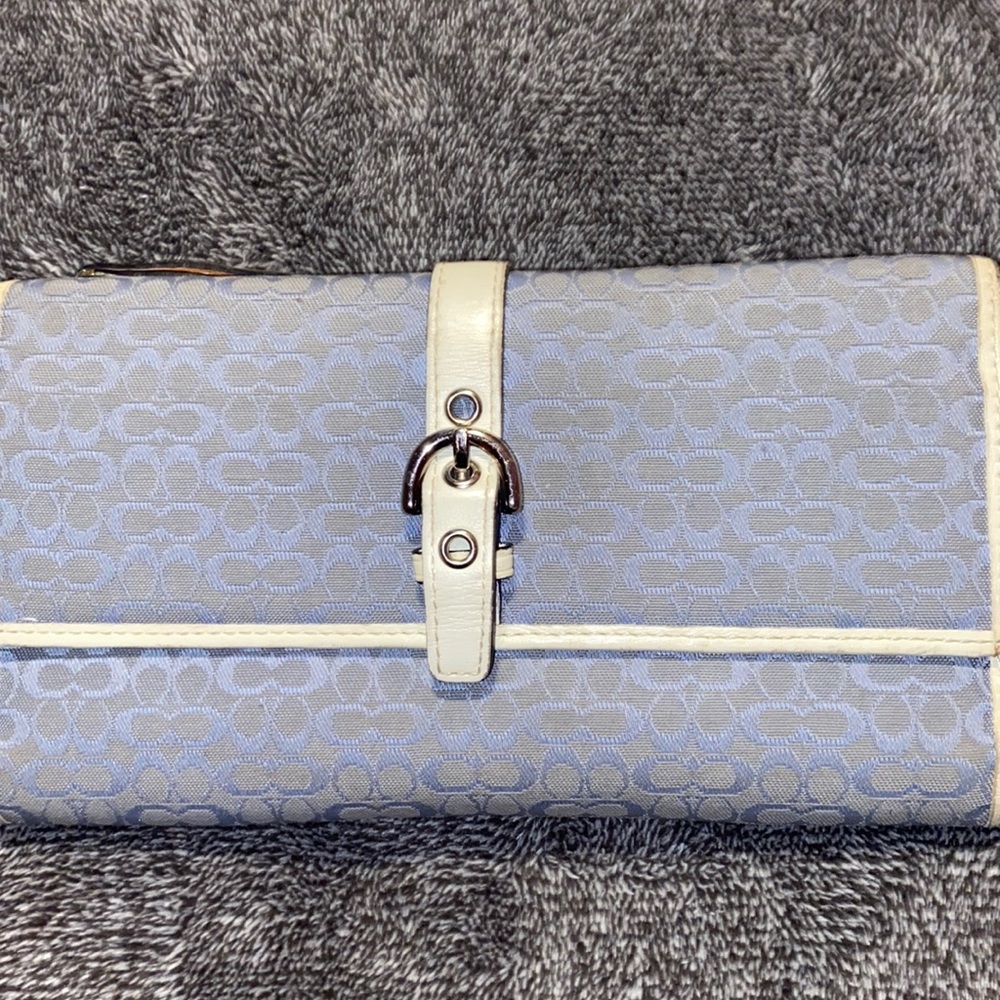 Coach blue and white wallet